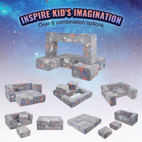 VEVOR Kids Couch, 4Pcs Toddler Couch Sofa Bed, Kids Chair Seat Playroom Furniture, Child Sectional Sofa with Removable Cover for Kids Girls & Boys, Dark Grey - 7DAY'S