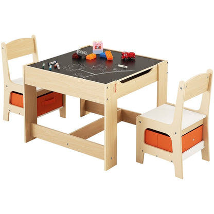 VEVOR Kids Table and Chair Set, Wooden Activity Table with Storage Space and Boxes, Kids Play Table for Toddlers Art, Craft, Reading, Learning - 7DAY'S