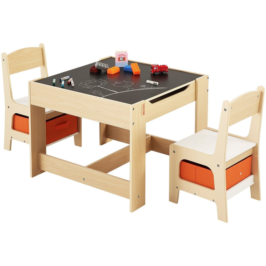 VEVOR Kids Table and Chair Set, Wooden Activity Table with Storage Space and Boxes, Kids Play Table for Toddlers Art, Craft, Reading, Learning - 7DAY'S