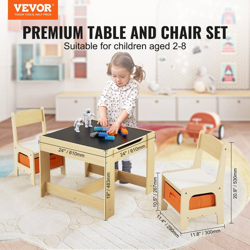 VEVOR Kids Table and Chair Set, Wooden Activity Table with Storage Space and Boxes, Kids Play Table for Toddlers Art, Craft, Reading, Learning - 7DAY'S