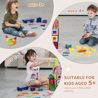 VEVOR Magnetic Tiles Magnetic Building Toy 121 PCS Magnet Blocks for Kids 3D Set - 7DAY'S