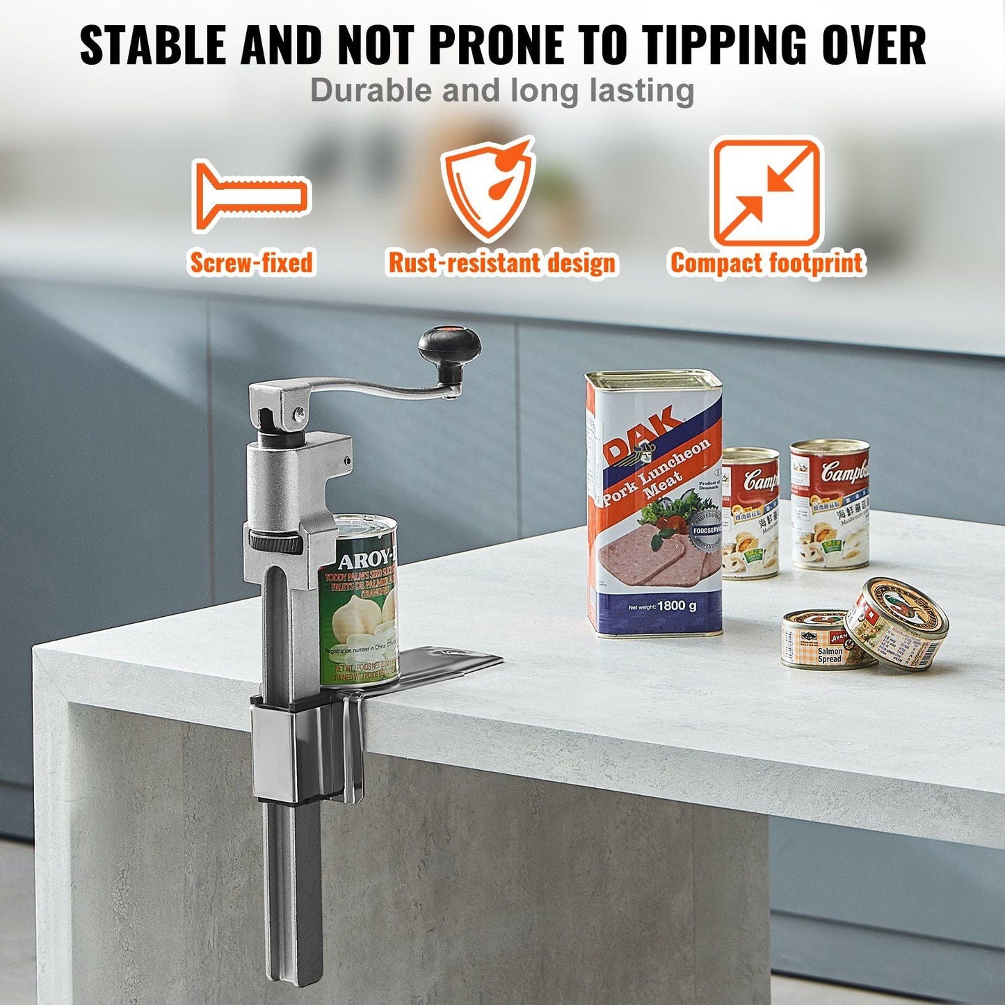 VEVOR Manual Can Opener, Commercial Table Opener for Large Cans, Heavy Duty Can Opener with Base, Adjustable Height Industrial Jar Opener For Cans Up to 11.8" Tall, for Restaurant Hotel Home Bar - 7DAY'S