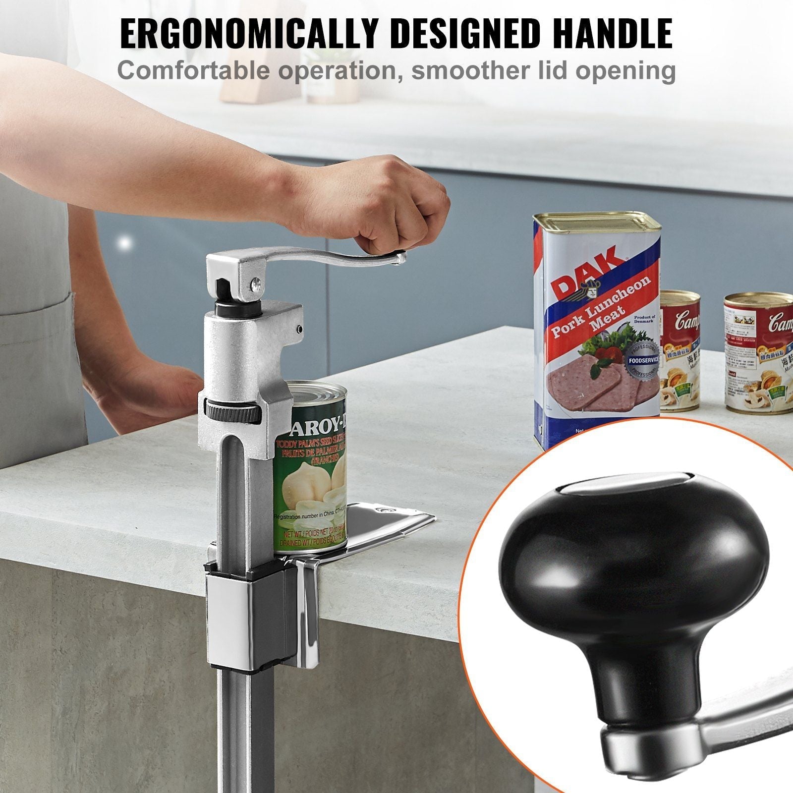 VEVOR Manual Can Opener, Commercial Table Opener for Large Cans, Heavy Duty Can Opener with Base, Adjustable Height Industrial Jar Opener For Cans Up to 11.8" Tall, for Restaurant Hotel Home Bar - 7DAY'S