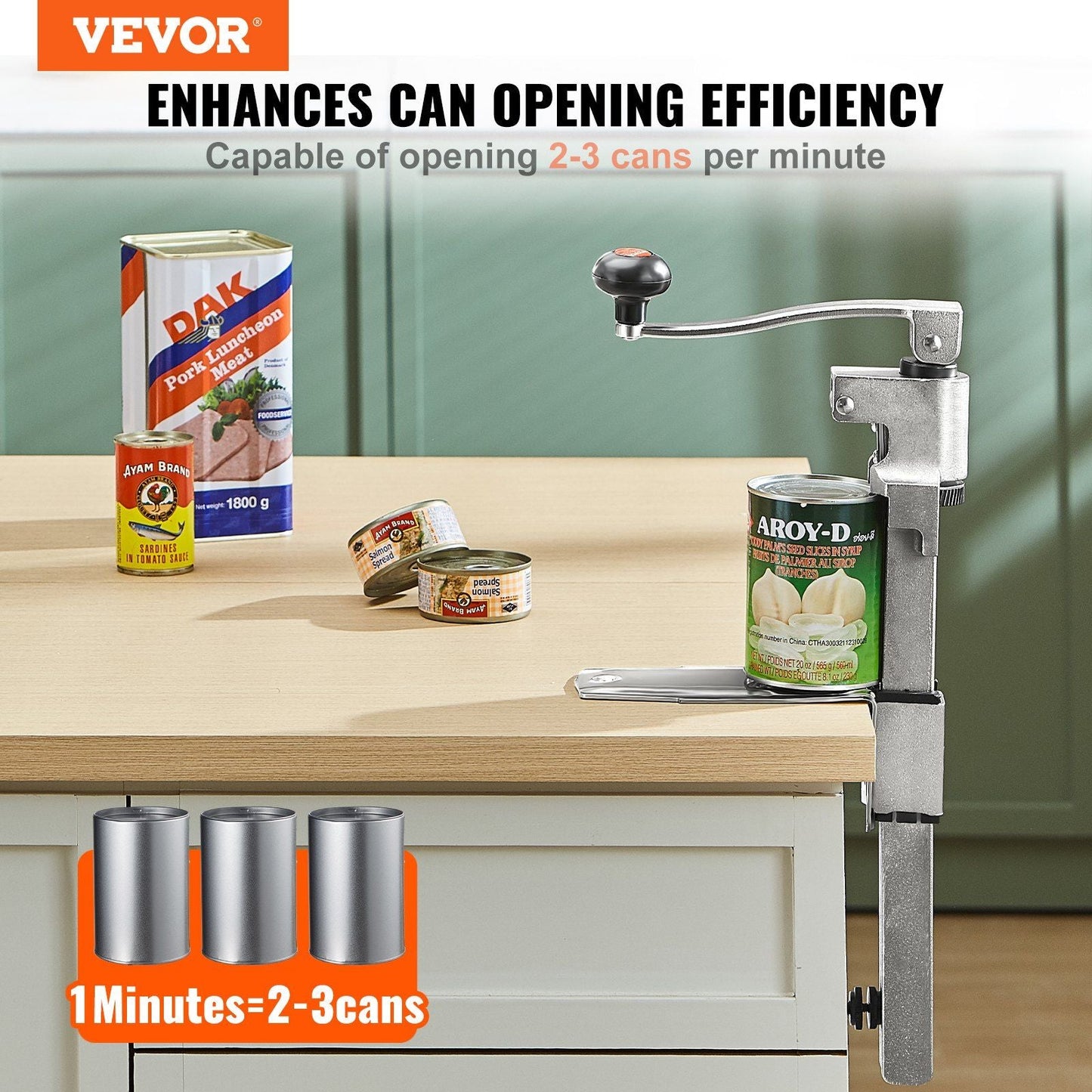 VEVOR Manual Can Opener, Commercial Table Opener for Large Cans, Heavy Duty Can Opener with Base, Adjustable Height Industrial Jar Opener For Cans Up to 11.8" Tall, for Restaurant Hotel Home Bar - 7DAY'S