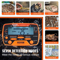 VEVOR Metal Detector for Adults & Kids, 10 Inch Waterproof Search Coil with LCD Display 7 Modes, Adjustable 41'' - 52'' Aluminum Stem, DSP Chip Higher Accuracy Gold Detector 10'' Detection Depth - 7DAY'S