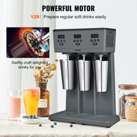 VEVOR Milkshake Maker, 375W x 3 Electric Milkshake Machine, Commercial Triple Heads Drink Mixer Blender, LED Intelligent Microswitch, 3 - Speed Milkshake Mixer with 3 x 820 ml Stainless Steel Cups - 7DAY'S