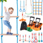 VEVOR Ninja Warrior Obstacle Course for Kids, 2 x 65 ft Weatherproof Slacklines, 500lbs Weight Capacity Monkey Line, Outdoor Playset Equipment, Backyard Toys Training Equipment Set with 12 Obstacles - 7DAY'S