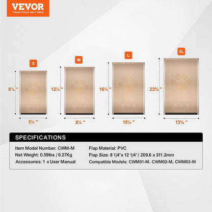 VEVOR Pet Door Replacement Flap 8.25" x 12.25" Compatible with VEVOR Pet Doors - 7DAY'S