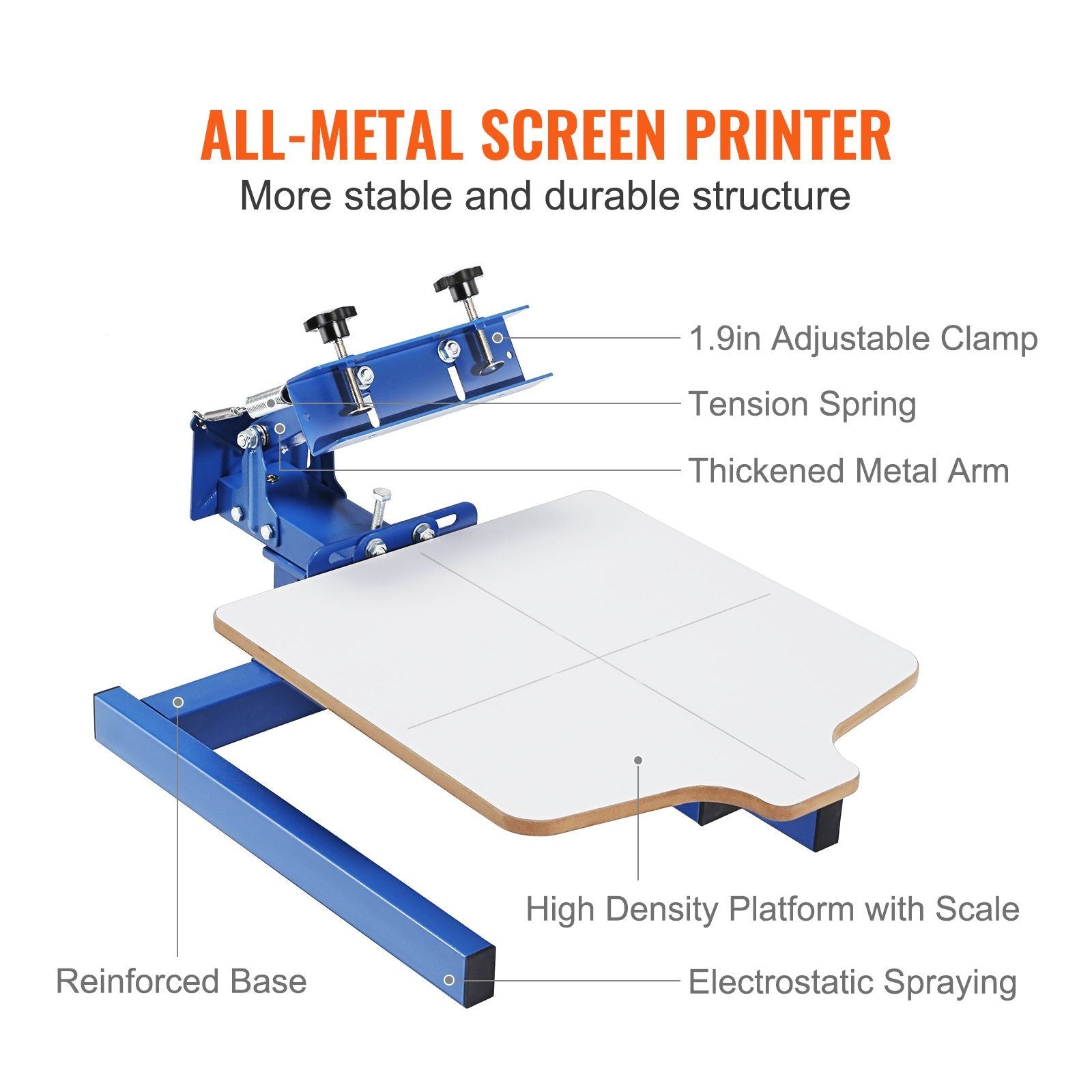 VEVOR Screen Printing Machine, 1 Color 1 Station Silk Screen Printing Press, 21.2x17.7in Screen Printing Press, Double - layer Positioning Pallet, Adjustable Tension for T-shirt DIY Printing - 7DAY'S