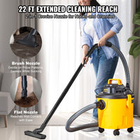 VEVOR Shop Vacuum Wet And Dry, 5 Gallon 6 Peak HP Wet/Dry Vac, Powerful Suction with Blower Function with Attachments 2 - in - 1 Crevice Nozzle, Small Shop Vac Perfect for Carpet Debris, Pet Hair, Car - 7DAY'S