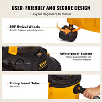 VEVOR Shop Vacuum Wet And Dry, 5 Gallon 6 Peak HP Wet/Dry Vac, Powerful Suction with Blower Function with Attachments 2 - in - 1 Crevice Nozzle, Small Shop Vac Perfect for Carpet Debris, Pet Hair, Car - 7DAY'S
