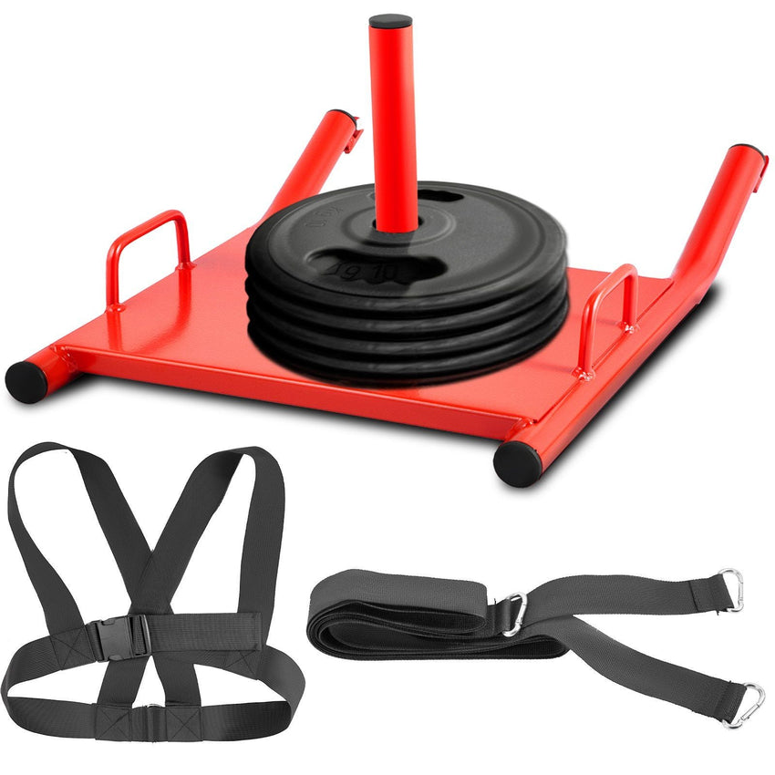 VEVOR Weight Sled Push Pull Heavy High Training Sled Drag Fitness HD Power Speed Training Sled for Athletic Exercise and Fitness Strength Training ( Red ) - 7DAY'S