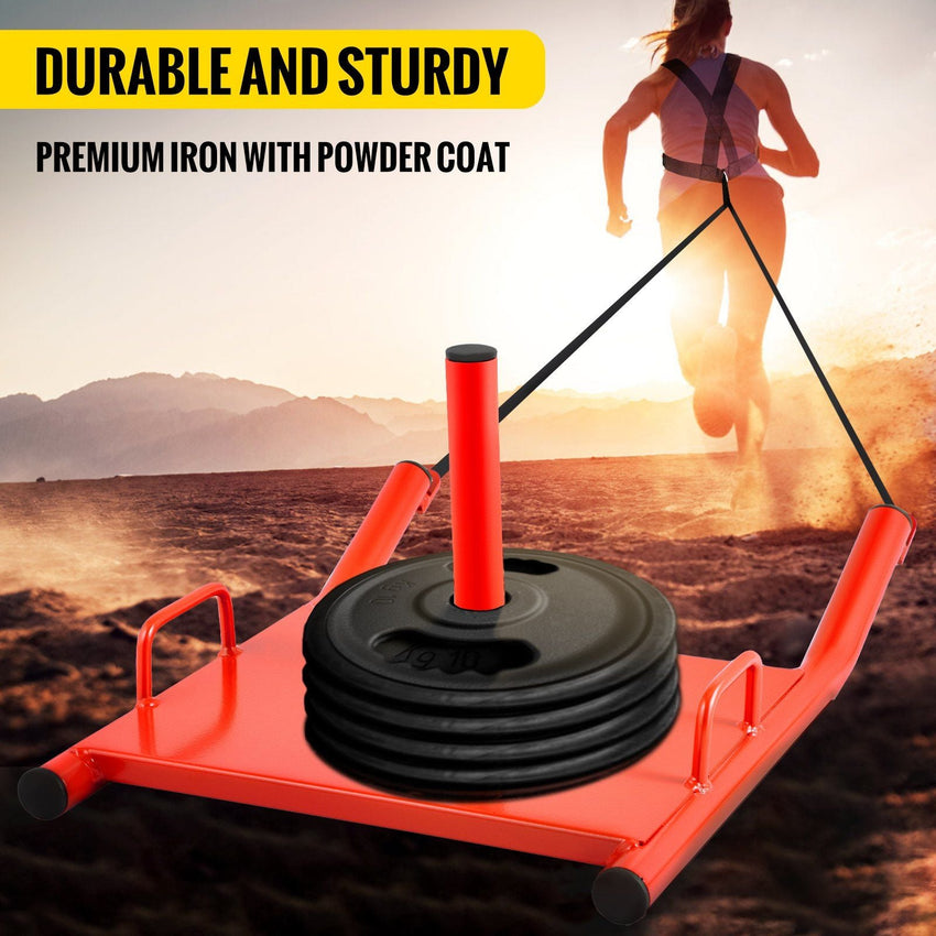 VEVOR Weight Sled Push Pull Heavy High Training Sled Drag Fitness HD Power Speed Training Sled for Athletic Exercise and Fitness Strength Training ( Red ) - 7DAY'S