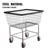 VEVOR Wire Laundry Cart, 2.5 Bushel Wire Laundry Basket with Wheels, 21''x27''x27.5'' Commercial Wire Laundry Basket Cart, Steel Frame with Chrome Finish, 4inch Casters, Wire Basket Cart For Laundry - 7DAY'S