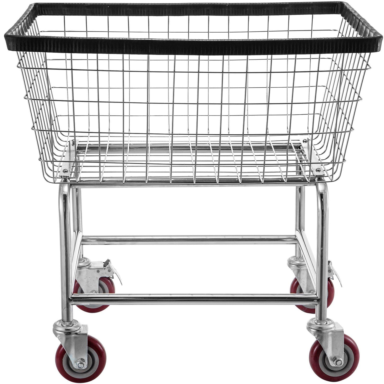 VEVOR Wire Laundry Cart, 2.5 Bushel Wire Laundry Basket with Wheels, 21''x27''x27.5'' Commercial Wire Laundry Basket Cart, Steel Frame with Chrome Finish, 4inch Casters, Wire Basket Cart For Laundry - 7DAY'S