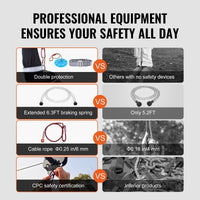 VEVOR Zipline Kit for Kids and Adult, 60 ft Zip Line Kits Up to 500 lb, Backyard Outdoor Quick Setup Zipline, Playground Entertainment with Stainless Steel Zipline, Spring Brake, Safety Harness, Seat - 7DAY'S