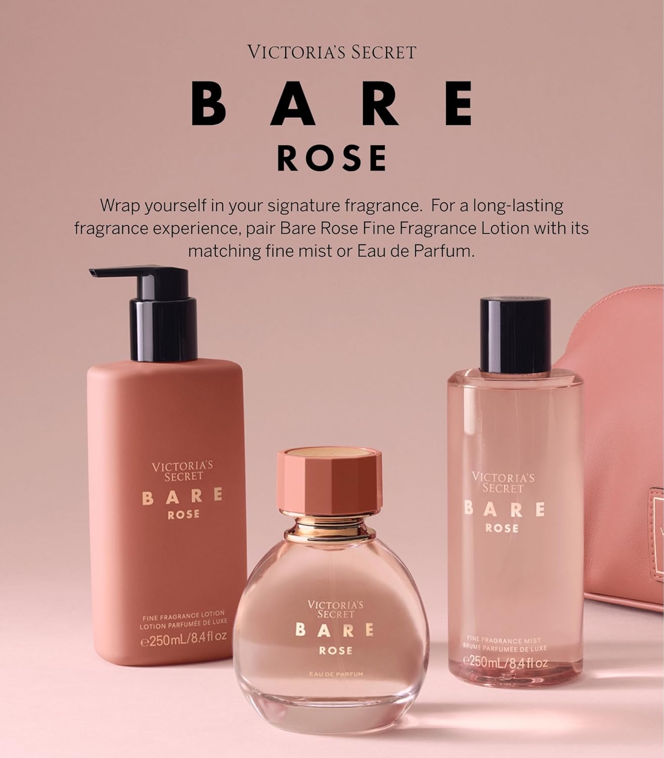 Victoria's Secret Bare Rose Eau de Parfum, Notes of Pear Skin, Rosa Centifolia & Sheer Woods, Perfumes for Women (3.4 oz) - 7DAY'S
