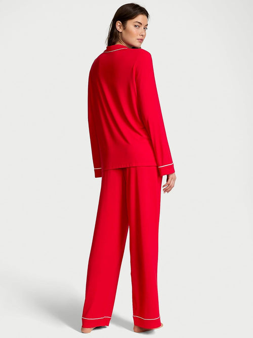 Victoria's Secret Modal Pajama Set, Long Sleeve Shirt and Pants, Pajamas for Women, Lipstick Bow, M - 7DAY'S
