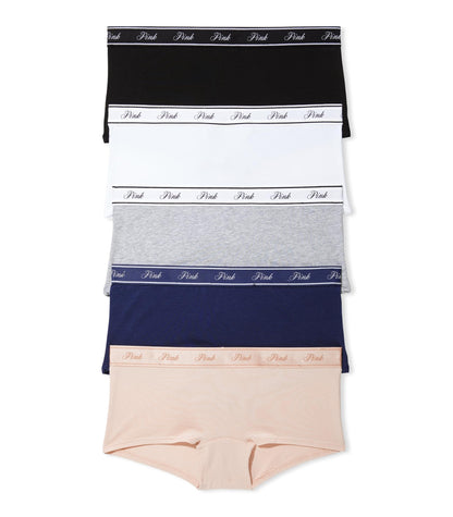 Victoria's Secret PINK Women's Cotton Logo Boyshort Underwear, Full Coverage Panties for Women, Multi Pack (XS - XXL) - 7DAY'S