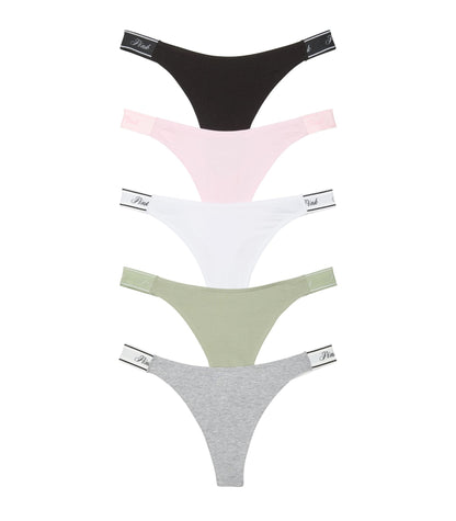 Victoria's Secret PINK Women's Cotton Logo Thong Underwear, Panties for Women, Multi Pack (XS - XXL) - 7DAY'S