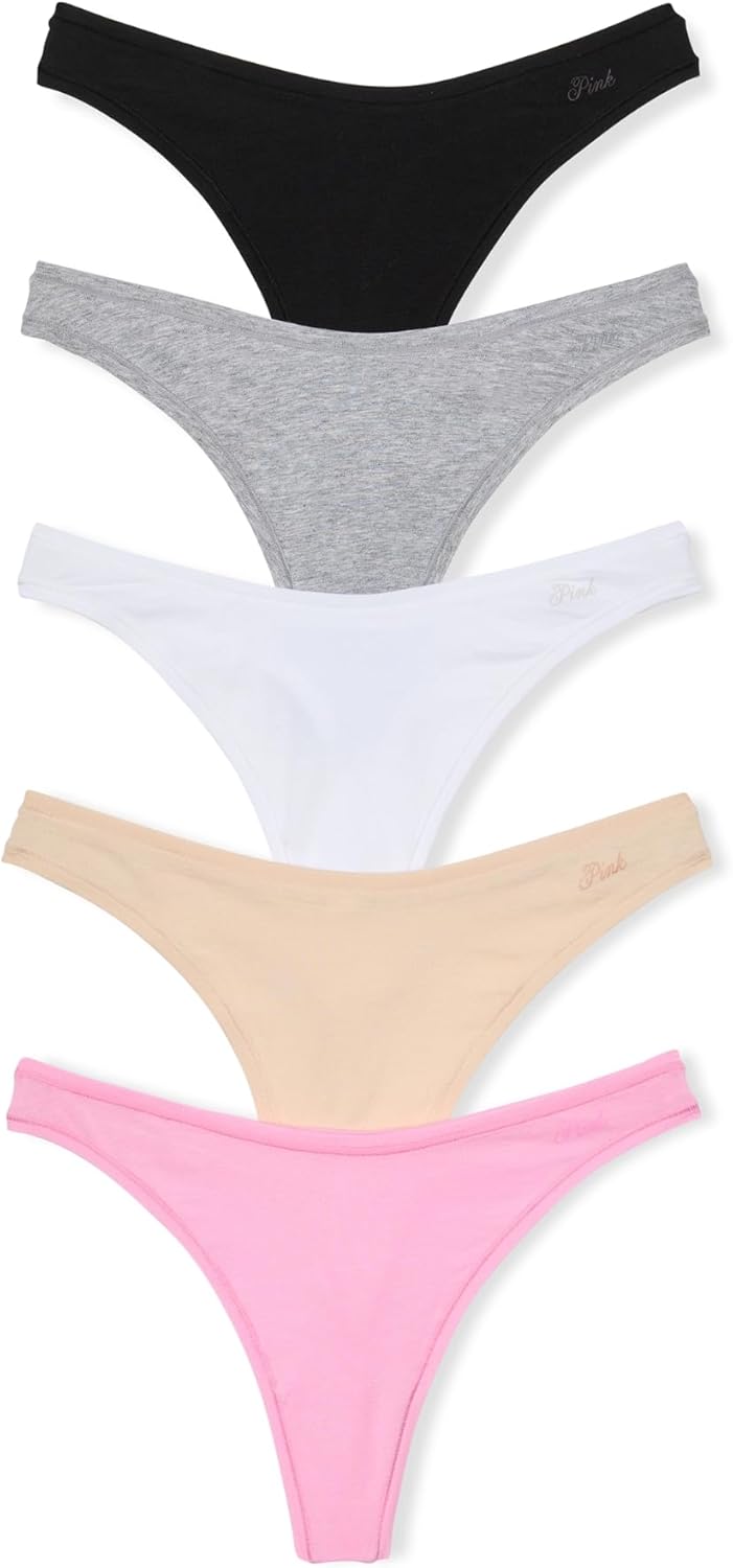 Victoria's Secret PINK Women's Cotton Thong Underwear, Panties for Women, Pink Basic, (M) - 7DAY'S