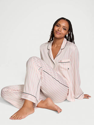 Victoria's Secret Satin Pajama Set, Long Sleeve Button Down Shirt & Pants, Sleepwear for Women (XS - XXL) - 7DAY'S