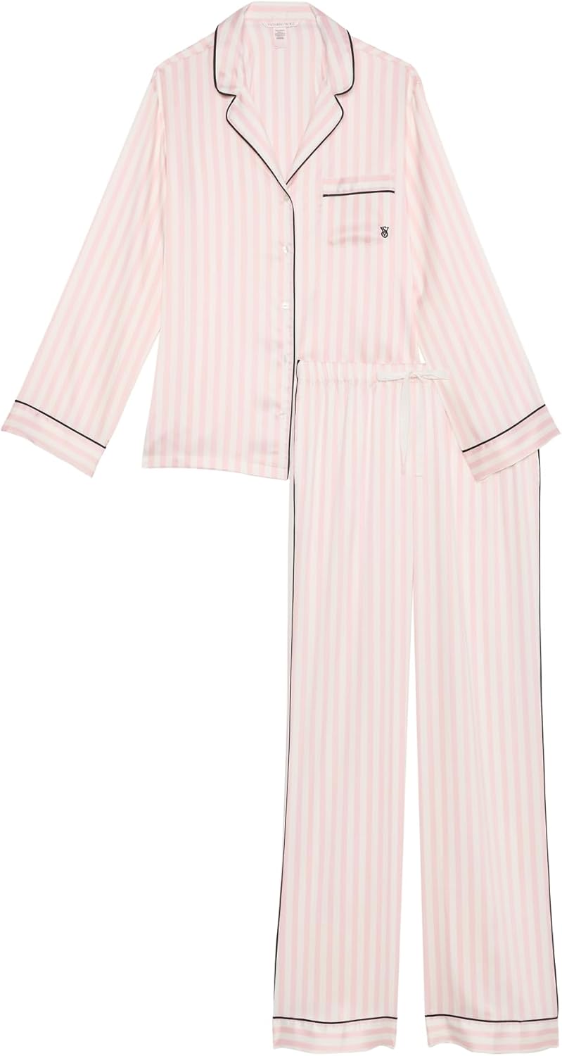 Victoria's Secret Satin Pajama Set, Long Sleeve Button Down Shirt & Pants, Sleepwear for Women (XS - XXL) - 7DAY'S