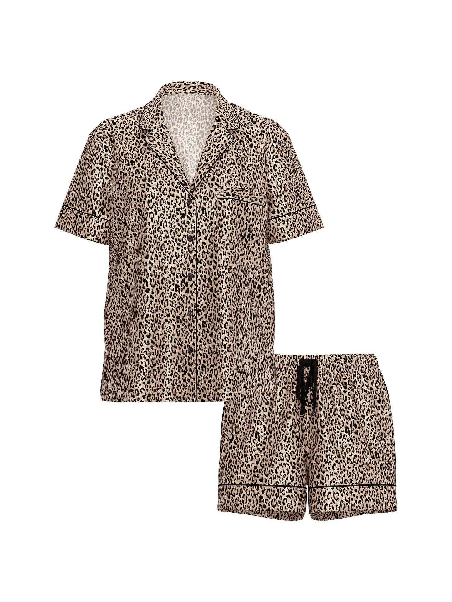 Victoria's Secret Satin Pajama Set, Short Sleeve Button Down Shirt & Shorts, Sleepwear for Women (XS - XXL) - 7DAY'S