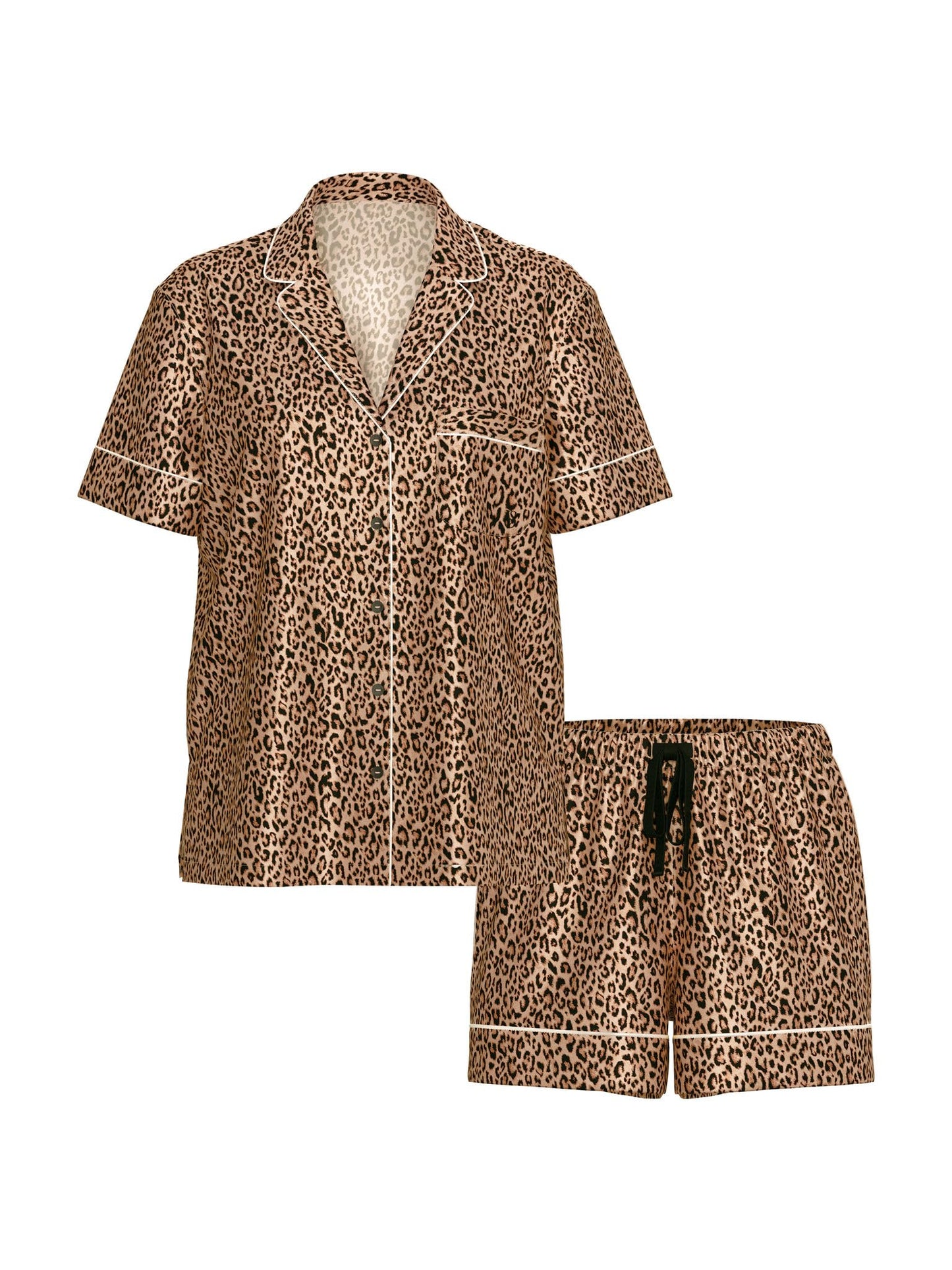 Victoria's Secret Satin Pajama Set, Short Sleeve Button Down Shirt & Shorts, Sleepwear for Women (XS - XXL) - 7DAY'S