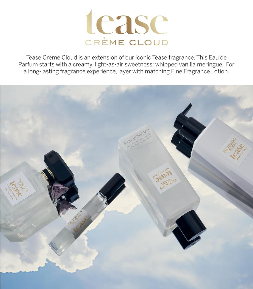 Victoria's Secret Tease Crème Cloud Eau de Parfum, Notes of Vanilla Meringue, Santal Flower & Sheer Amber, Perfumes for Women (1.7 oz) - 7DAY'S