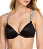 Victoria's Secret Very Sexy Logo Shine Strap Push - Up Bra, Adds One Cup Size, Padded, Plunge Neckline, Bras for Women, Black Shine, 32C - 7DAY'S