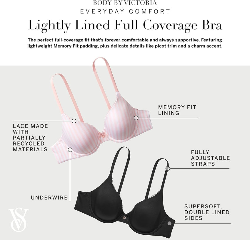 Victoria's Secret Women's Body by Victoria Full Coverage Lightly Lined T-Shirt Bra, Bras for Women (32B - 40DDD) - 7DAY'S