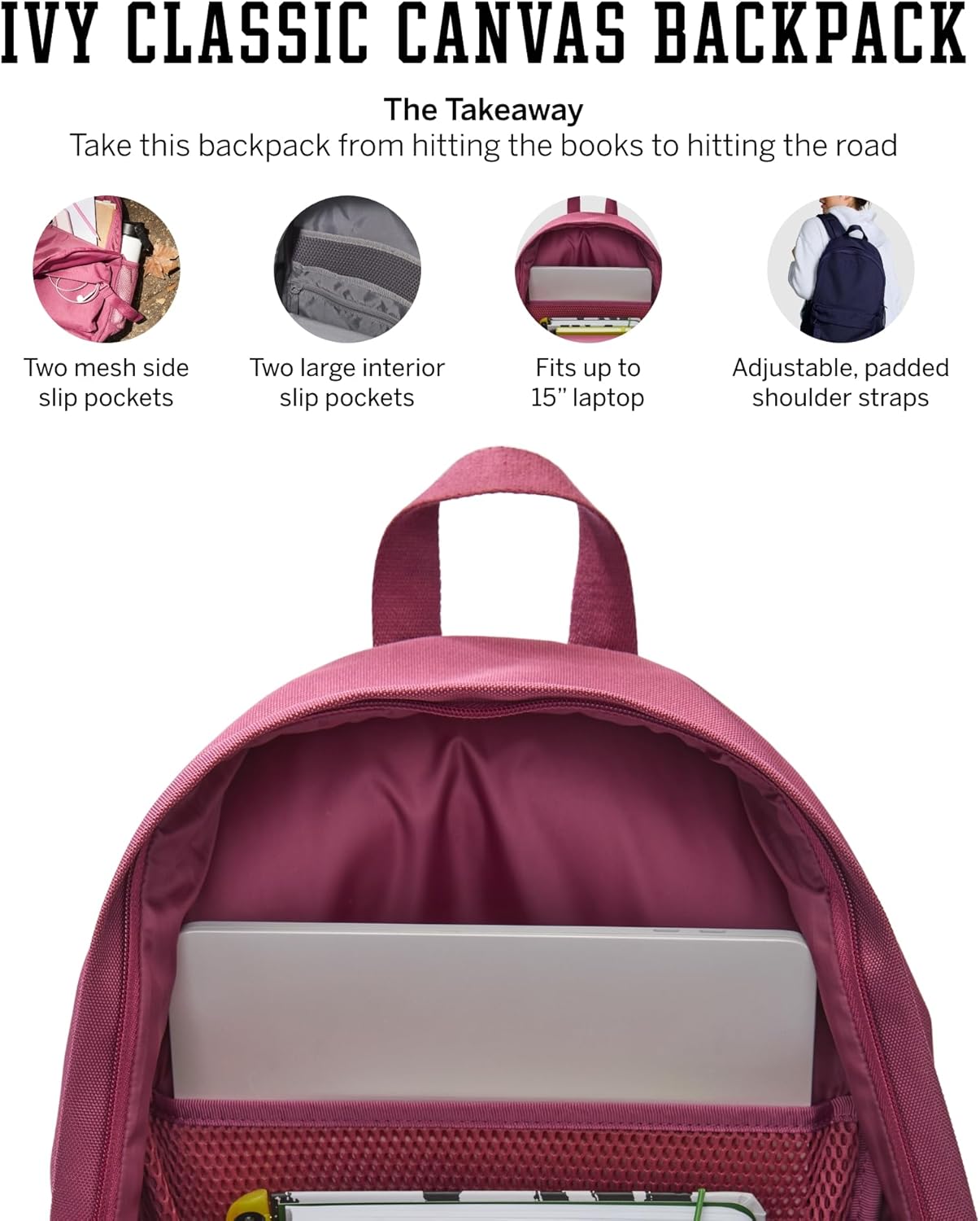 Victoria's Secret Women's Classic Canvas Backpack, Backpack for women, Black, O/S - 7DAY'S