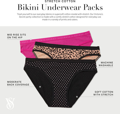 Victoria's Secret Women's Cotton Bikini Underwear, Moderate Coverage Panties for Women, Multi Pack (XS - XXL) - 7DAY'S
