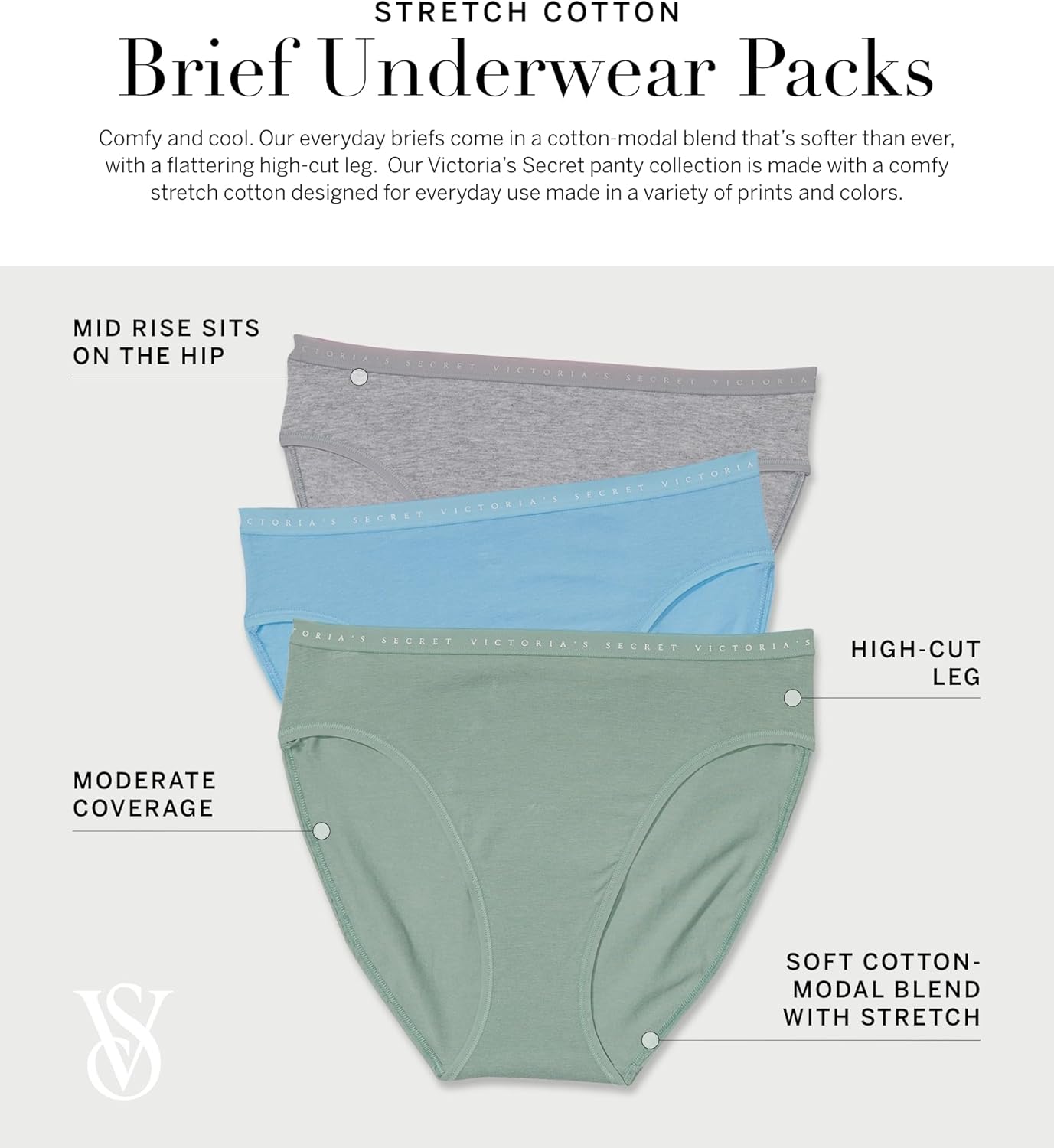 Victoria's Secret Women's Cotton Brief Underwear, Full Coverage Panties for Women, Multi Pack (XS - XXL) - 7DAY'S