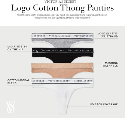 Victoria's Secret Women's Cotton Logo Thong Underwear, Panties for Women, Multi Pack (XS - XXL) - 7DAY'S