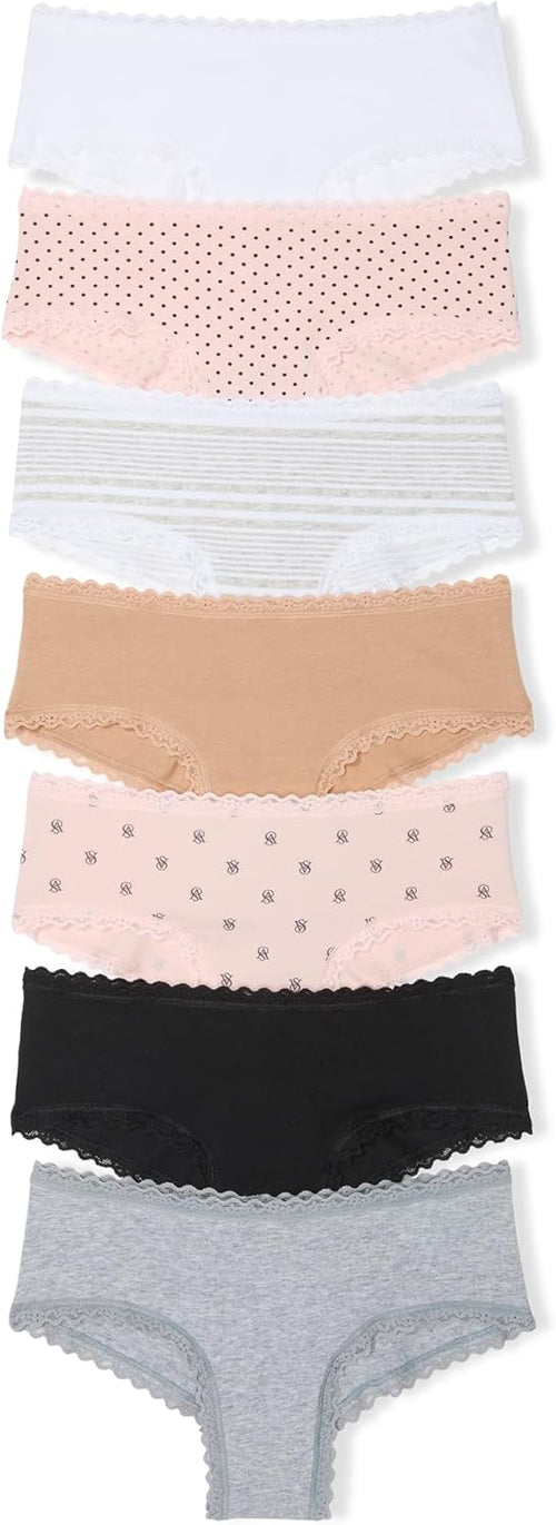 Victoria's Secret Women's Lace & Cotton Cheeky Underwear, Minimal Coverage Panties for Women, Multi Pack (XS-XXL)