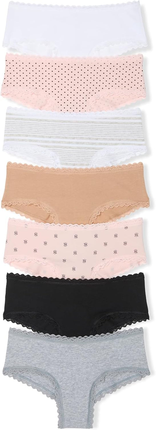Victoria's Secret Women's Lace & Cotton Cheeky Underwear, Minimal Coverage Panties for Women, Multi Pack (XS - XXL) - 7DAY'S