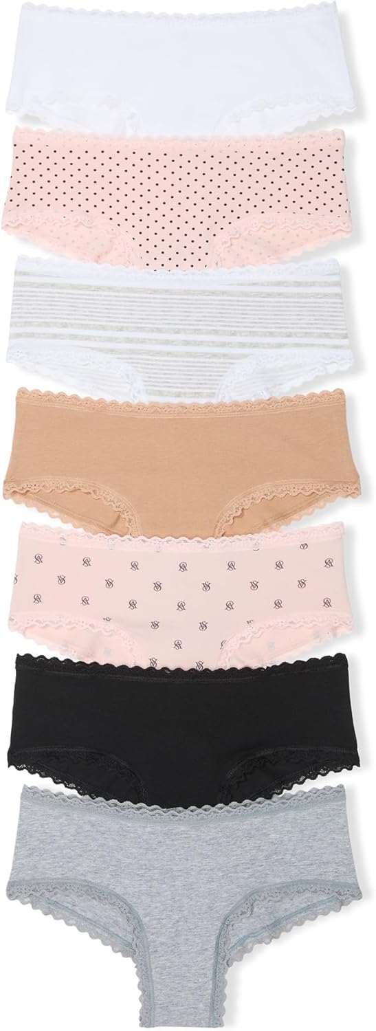 Victoria's Secret Women's Lace & Cotton Cheeky Underwear, Minimal Coverage Panties for Women, Multi Pack (XS - XXL) - 7DAY'S