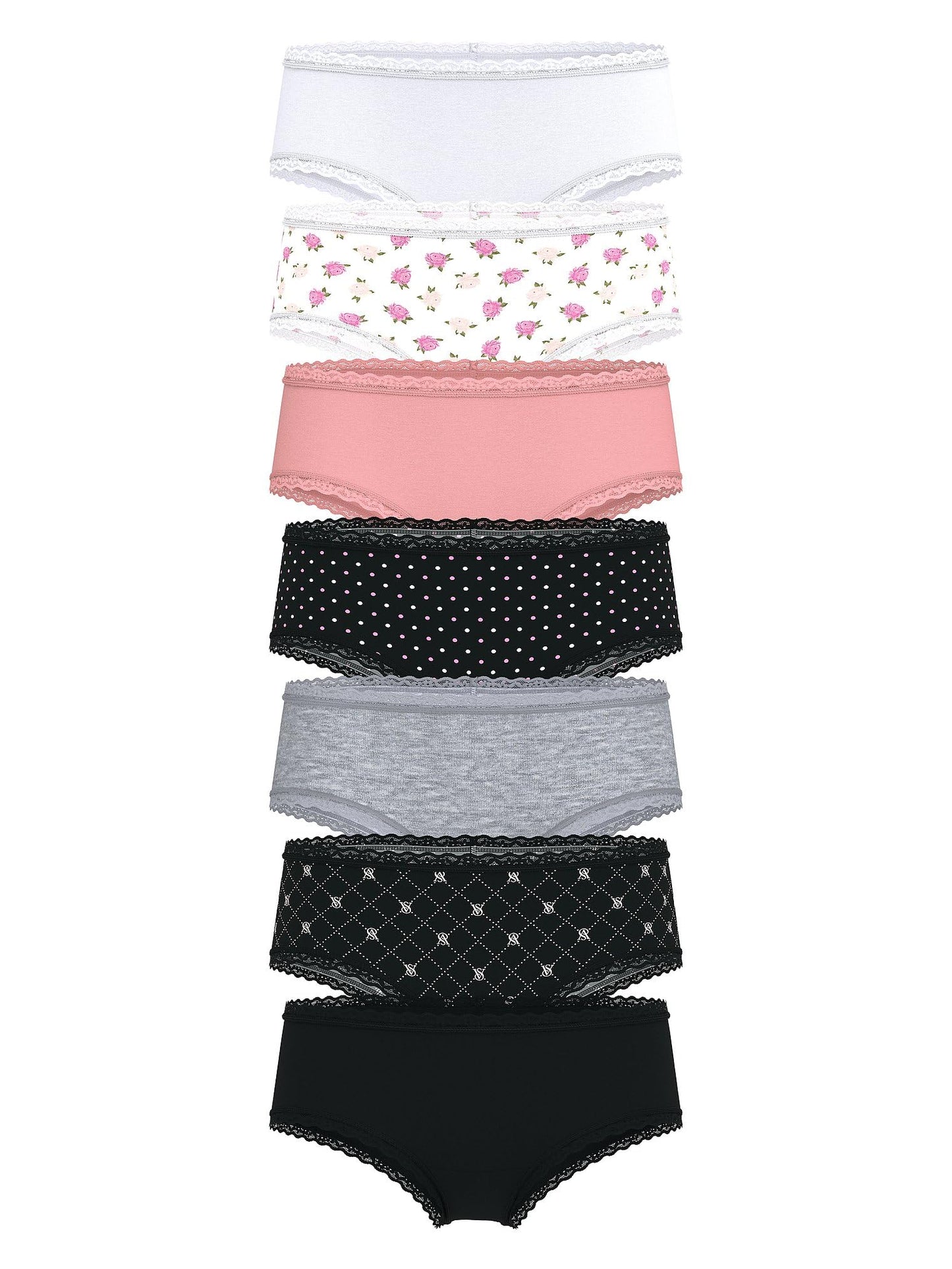 Victoria's Secret Women's Lace & Cotton Cheeky Underwear, Minimal Coverage Panties for Women, Multi Pack (XS - XXL) - 7DAY'S
