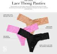 Victoria's Secret Women's Lace Thong Underwear, Panties for Women, Multi Pack (XS - XXL) - 7DAY'S
