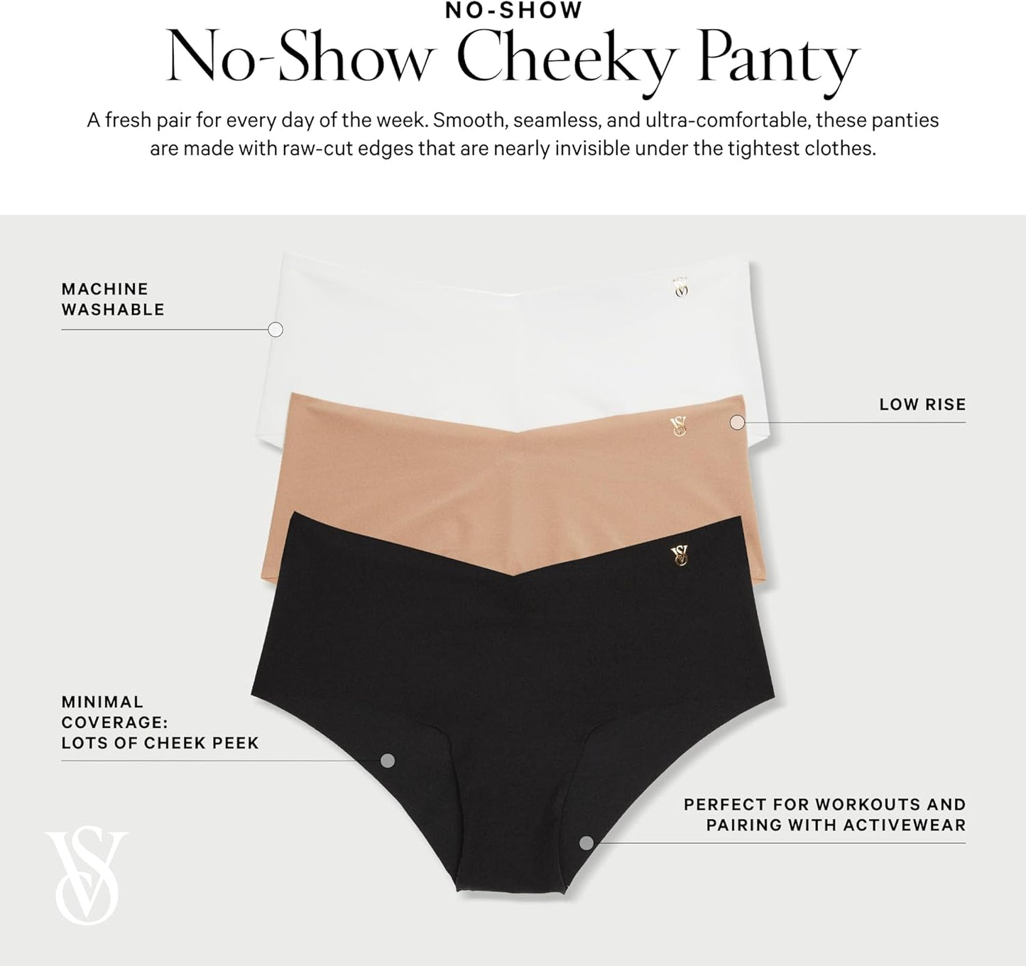 Victoria's Secret Women's No Show Cheeky Underwear, Minimal Coverage Panties for Women, Multi Pack (XS - XXL) - 7DAY'S