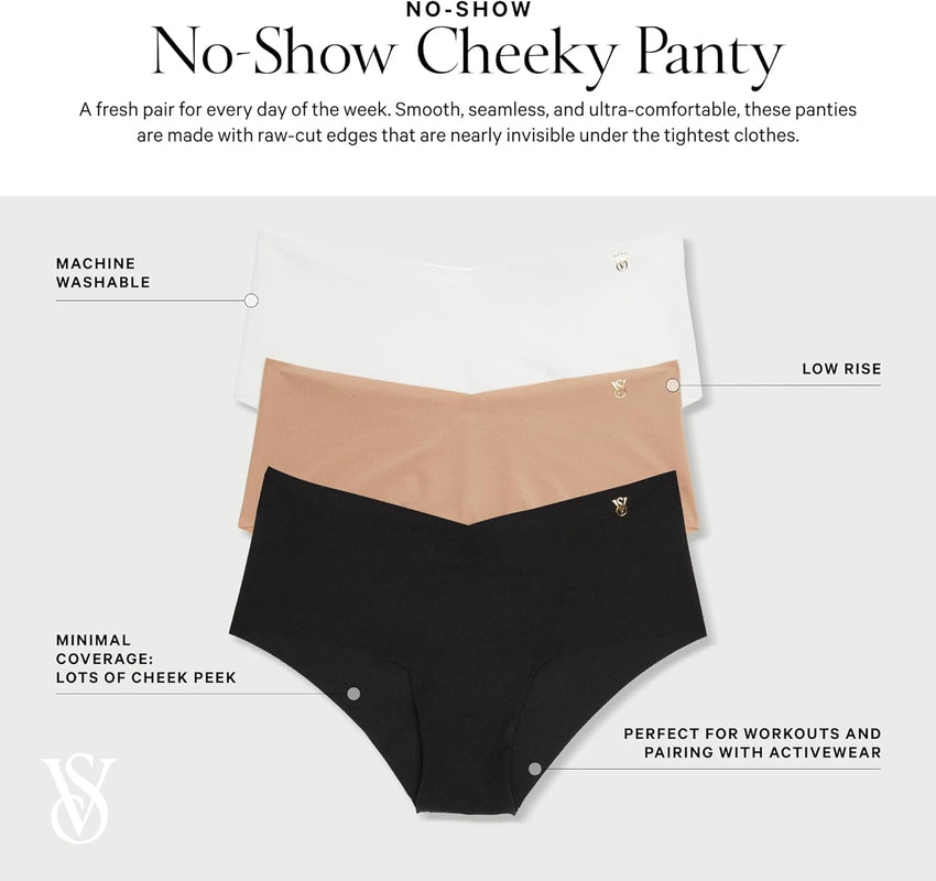 Victoria's Secret Women's No Show Cheeky Underwear, Minimal Coverage Panties for Women, Multi Pack (XS - XXL) - 7DAY'S