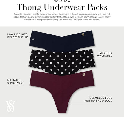 Victoria's Secret Women's No Show Thong Underwear, Panties for Women, Multi Pack (XS - XXL) - 7DAY'S