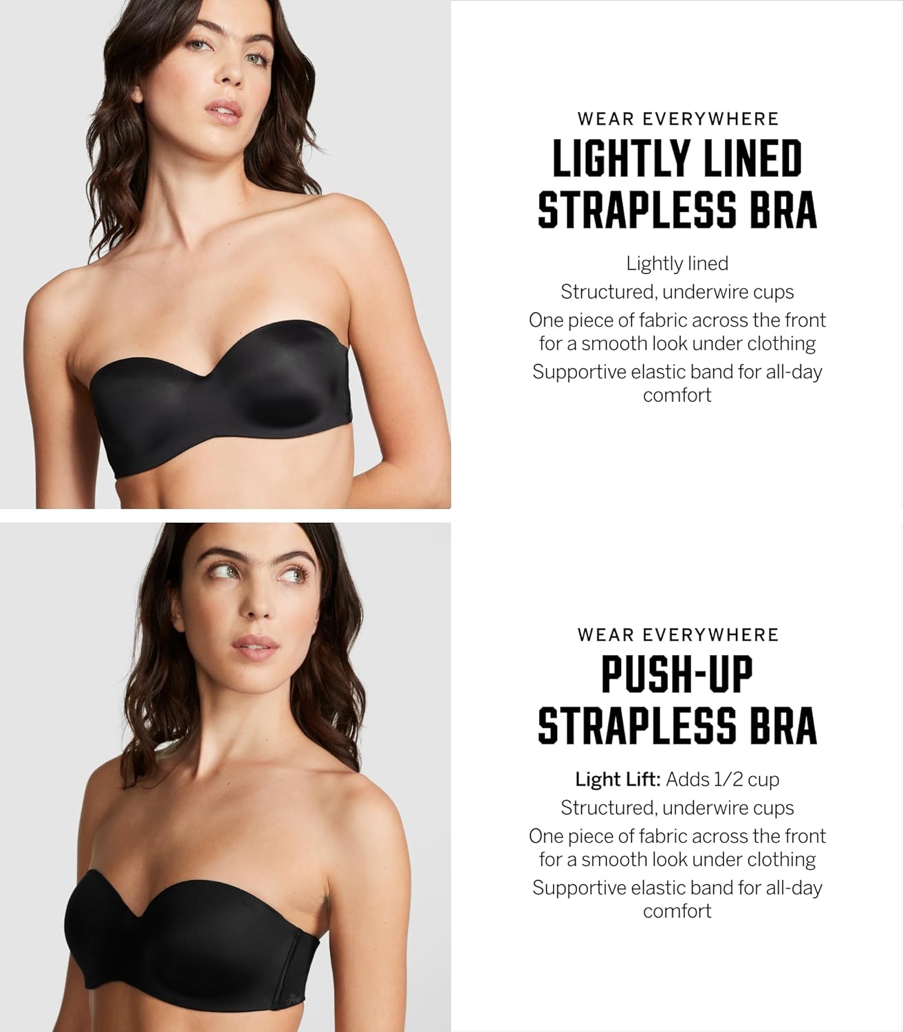 Victoria's Secret Women's Pink Wear Everywhere Lightly Lined Strapless Bra, Bras for Women (32A - 38DDD) - 7DAY'S