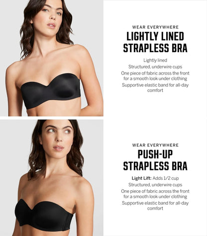 Victoria's Secret Women's Pink Wear Everywhere Lightly Lined Strapless Bra, Bras for Women (32A - 38DDD) - 7DAY'S