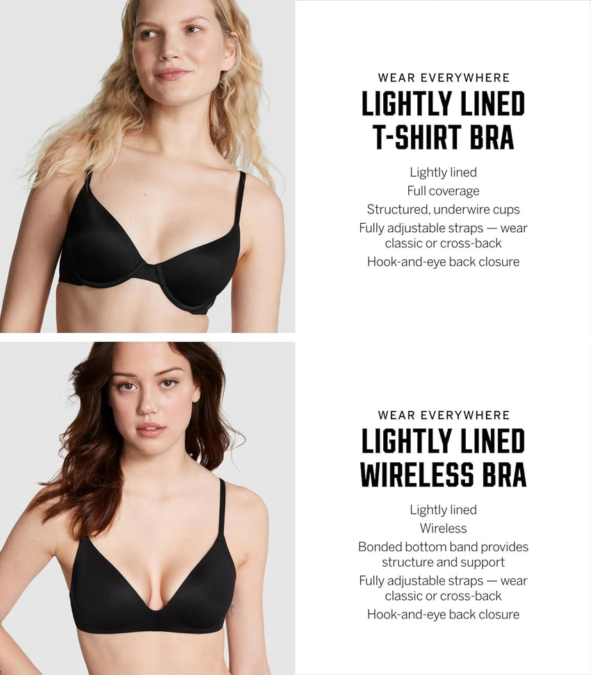 Victoria's Secret Women's Pink Wear Everywhere Lightly Lined T-Shirt Bra, Bras for Women (32A - 40DDD) - 7DAY'S