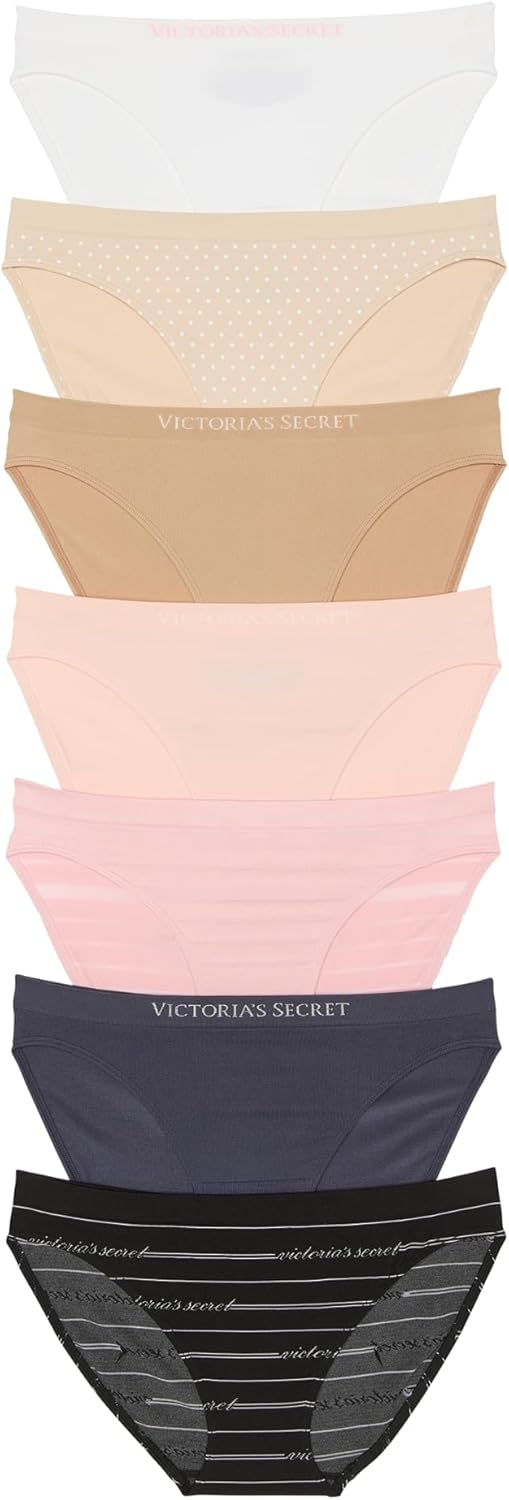 Victoria's Secret Women's Seamless Bikini Underwear, Moderate Coverage Panties for Women, Multi Pack (XS - XXL) - 7DAY'S