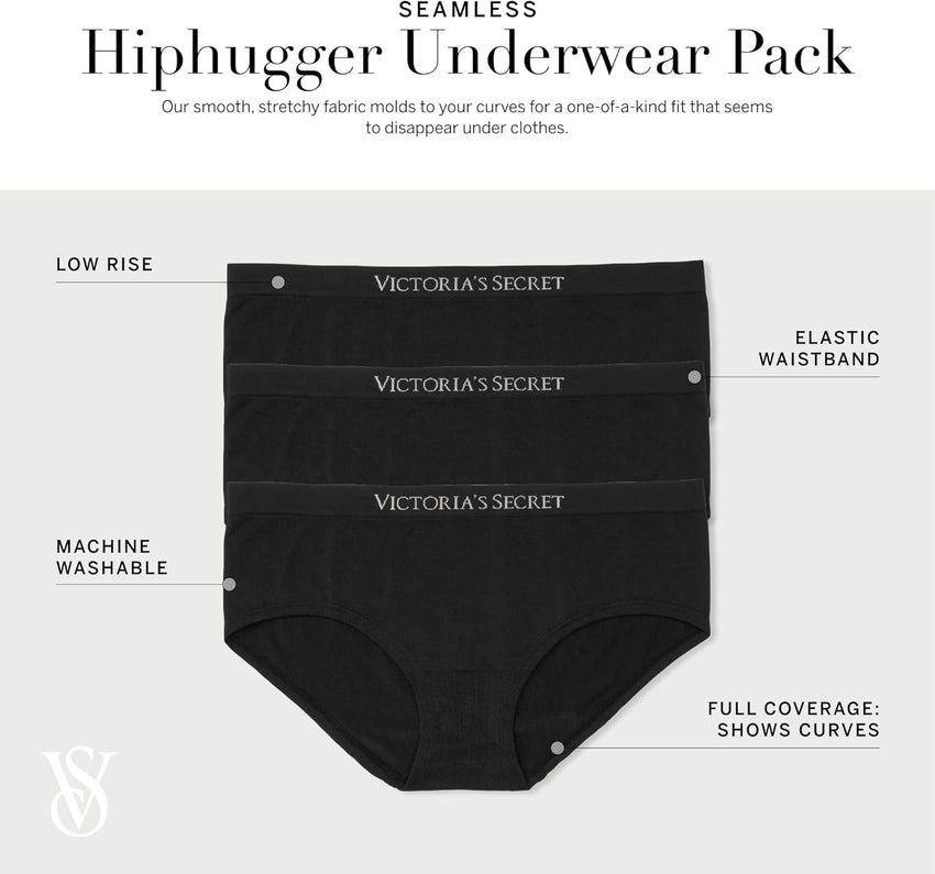 Victoria's Secret Women's Seamless Hipster Underwear, Moderate Coverage Panties for Women, Multi Pack (XS - XXL) - 7DAY'S