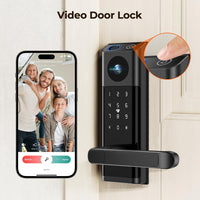 Video Smart Lock with Camera & Doorbell, 5 - in - 1 Keyless Entry Door Lock with Handle, Fingerprint+Keypad Code+App Remote Control+IC Card, Auto Lock, Wi - Fi Smart Deadbolt for Front Door, Apartment - 7DAY'S